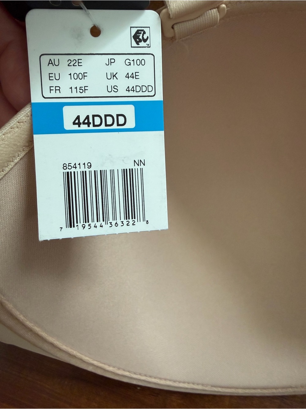 Wacoal Nude/Beige Underwire T-Shirt Bra size 44DDD - Picture 6 of 9